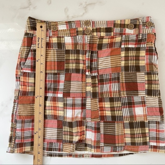 LOFT Madras Mini Skirt Colorful Plaid Striped‎ Patchwork Button - Picture 7 of 7